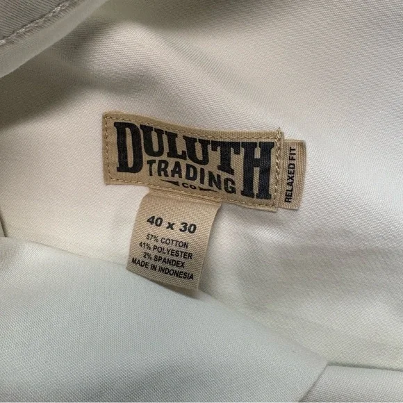 NWT Duluth Trading Pants Mens 40x30 White Everyday Carpenter Flex Relaxed Fit